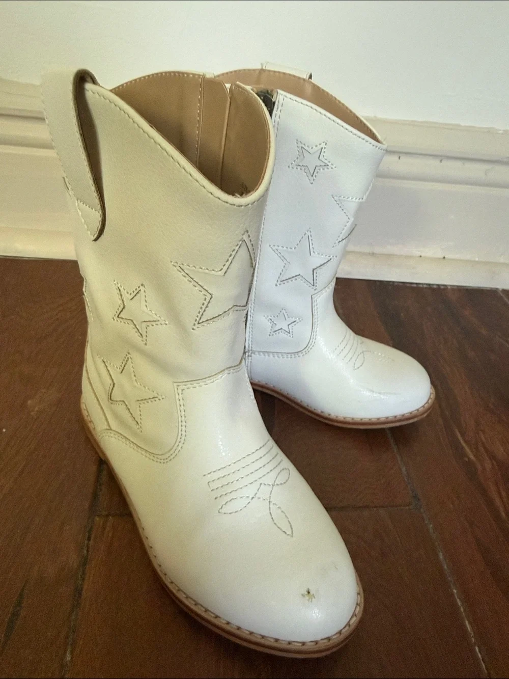 Janie and Jack White Star Embroidered Kids Cowboy Boots